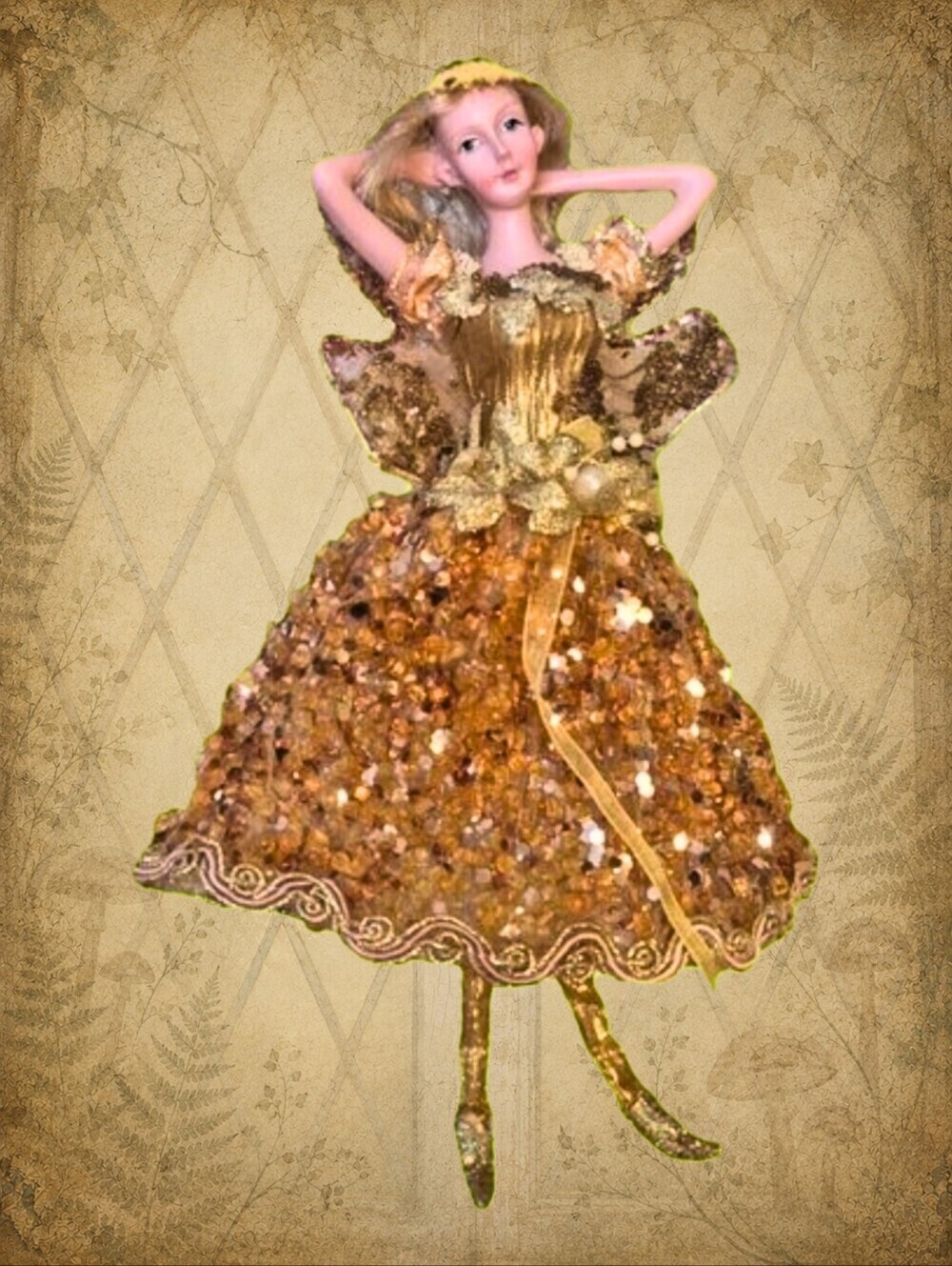 Gather Rings ππ§ββοΈ Vintage Fairy Ornament Figurine with Golden Dress
